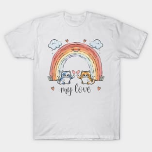 My Rainbow Cat is My Valentine T-Shirt